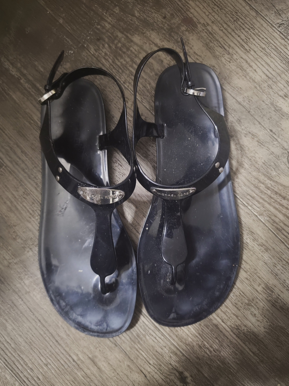 Michael Kors Black Jelly T-Strap Sandals
